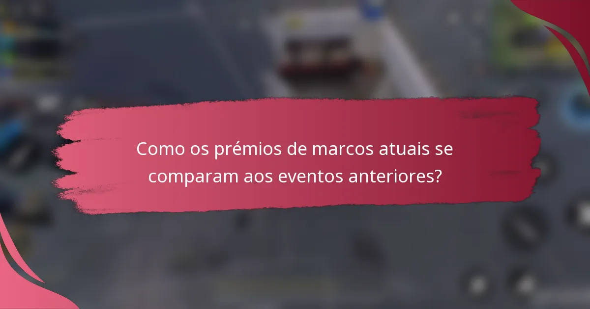 Como os prémios de marcos atuais se comparam aos eventos anteriores?