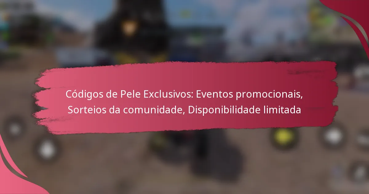 Códigos de Pele Exclusivos: Eventos promocionais, Sorteios da comunidade, Disponibilidade limitada