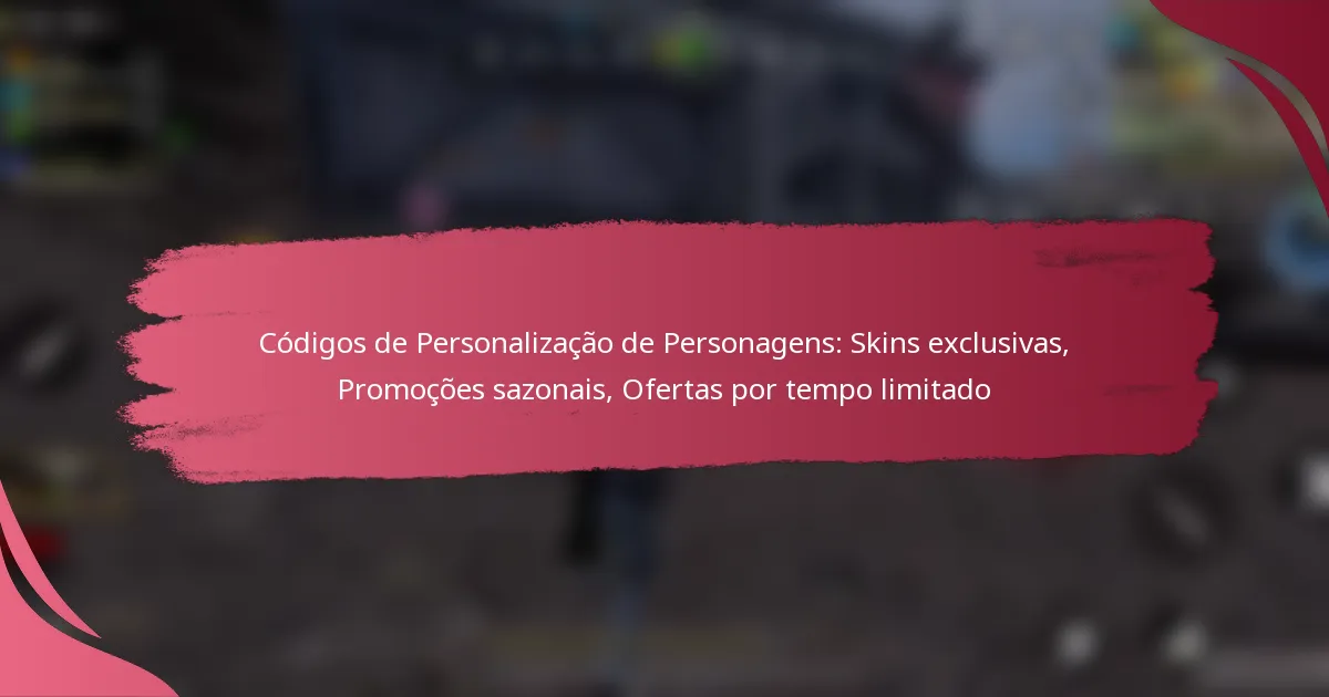 Códigos de Personalização de Personagens: Skins exclusivas, Promoções sazonais, Ofertas por tempo limitado