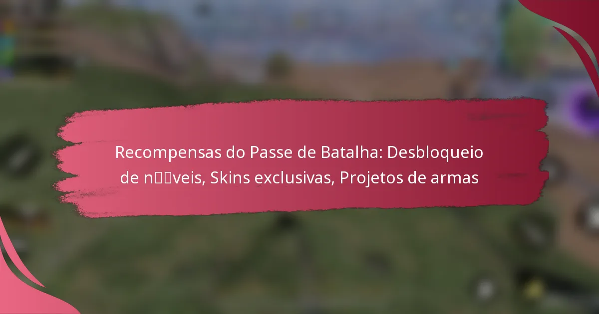 Recompensas do Passe de Batalha: Desbloqueio de níveis, Skins exclusivas, Projetos de armas