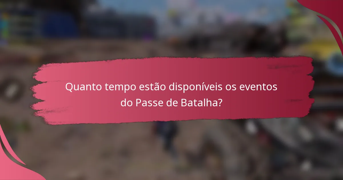 Quanto tempo estão disponíveis os eventos do Passe de Batalha?